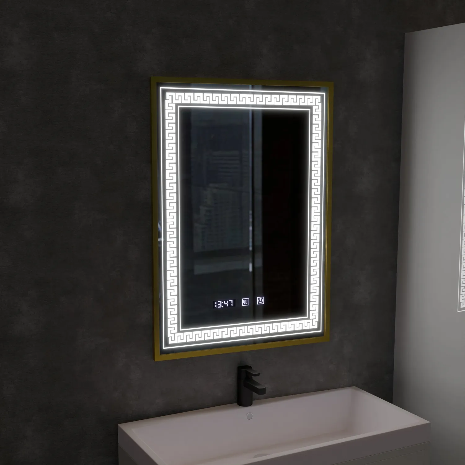 Alessandro Design Bruno oglinda LED 60x80cm rama aurie