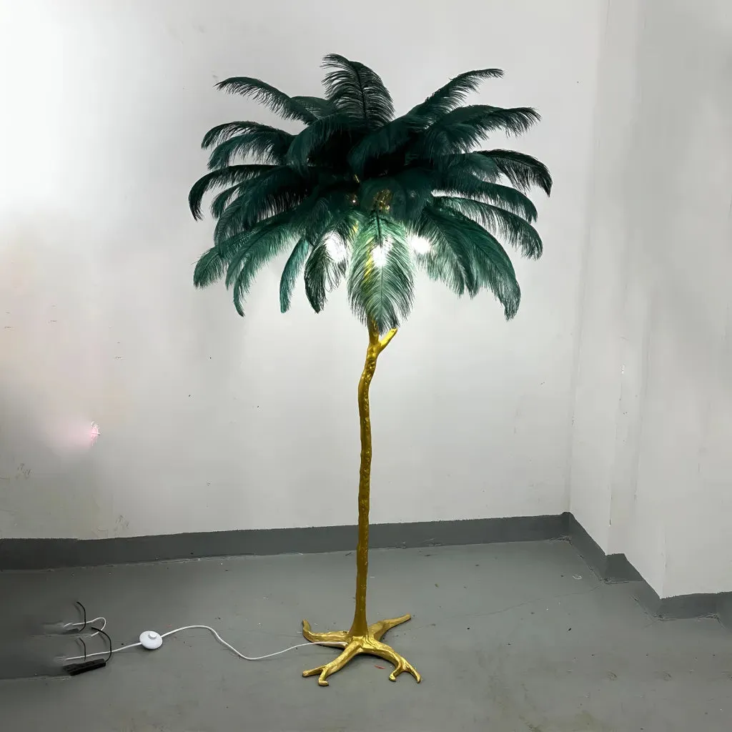 Alessandro Design Politidis lampadar cu pene E27 verde inchis 170 cm