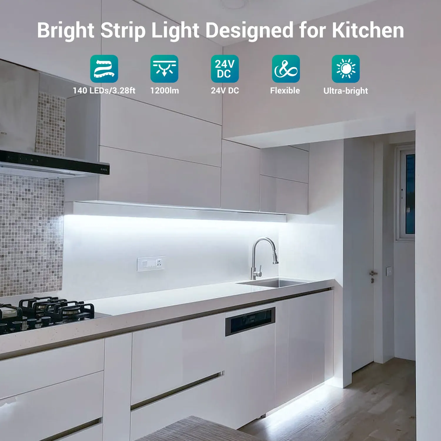 Ustellar banda LED alba exterior IP65 5m lumina rece