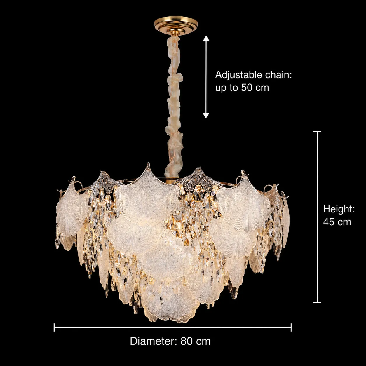 LUXE Regalis candelabru cristal auriu 21xE14 80cm