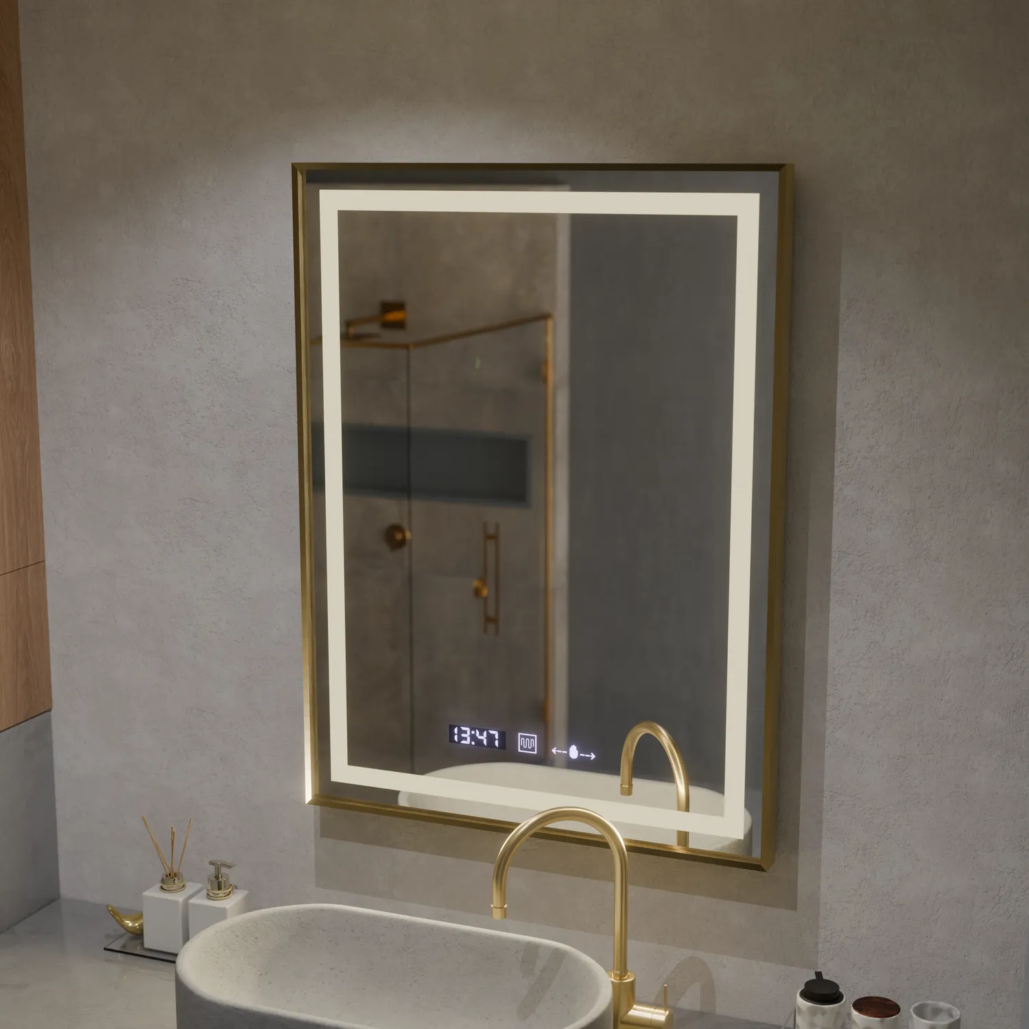 Alessandro Design Verite Royale Gold MotionGlow Marcello Oglinda LED 60x80cm