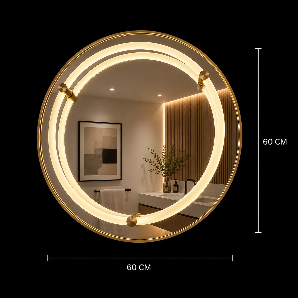 Alessandro Design Warsa oglindă LED 60cm auriu 4000K