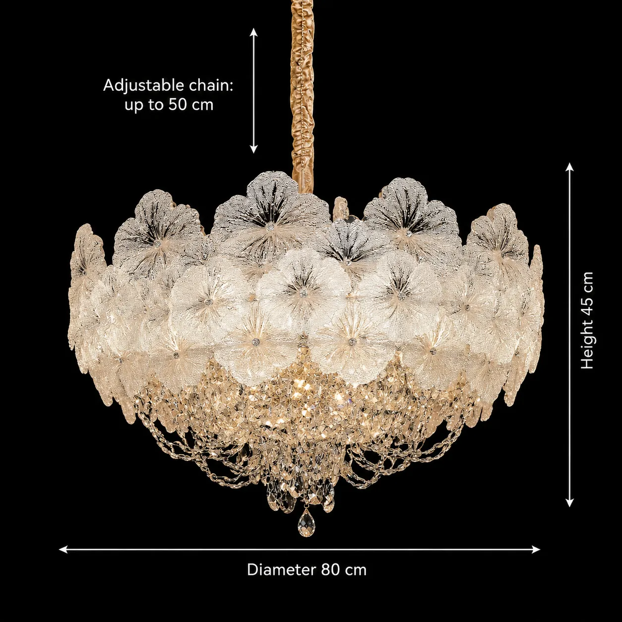 Alessandro Design CROWN Regalis candelabru cristal auriu 80cm