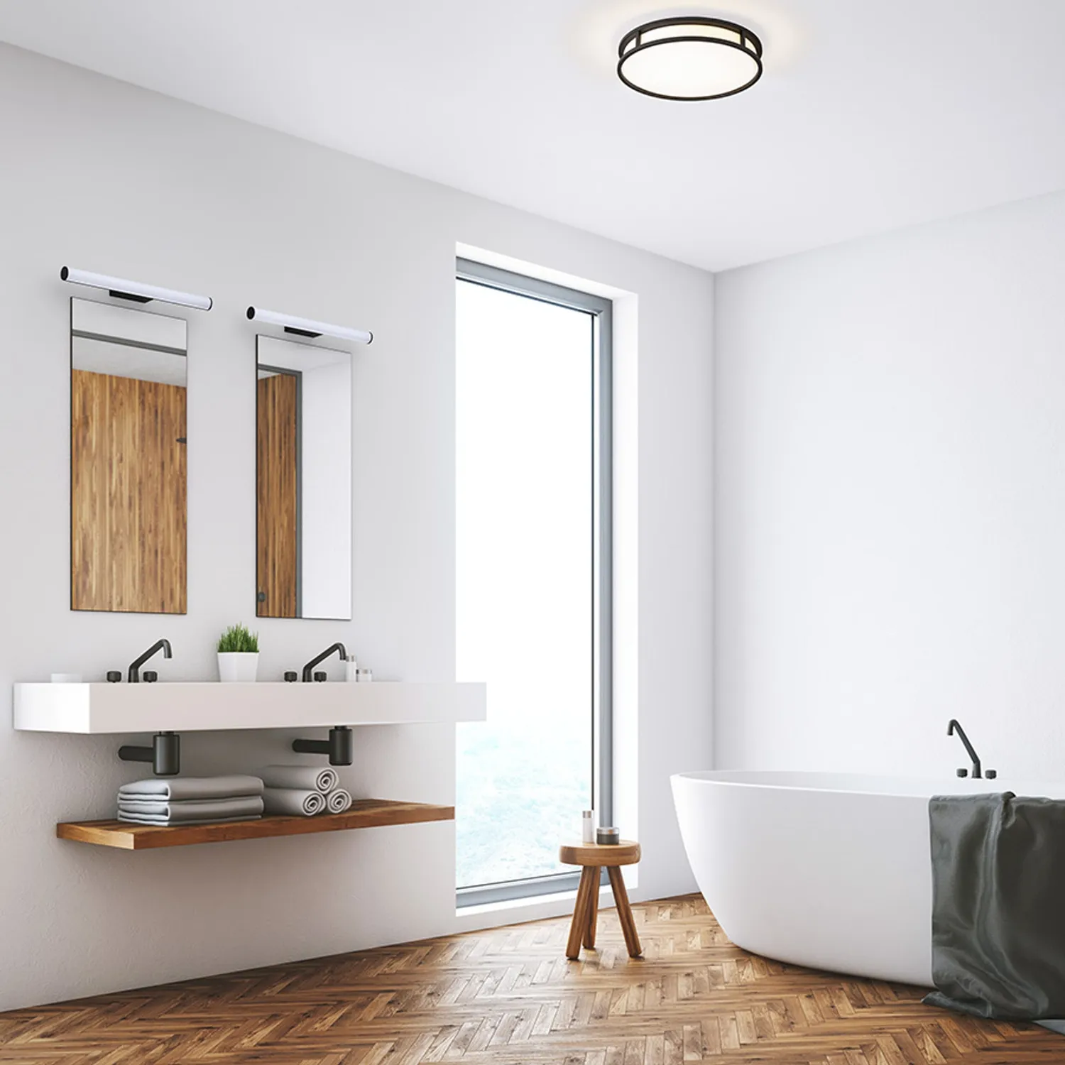 Rendl Grande LED 35 plafoniera baie opal crom LED integrat