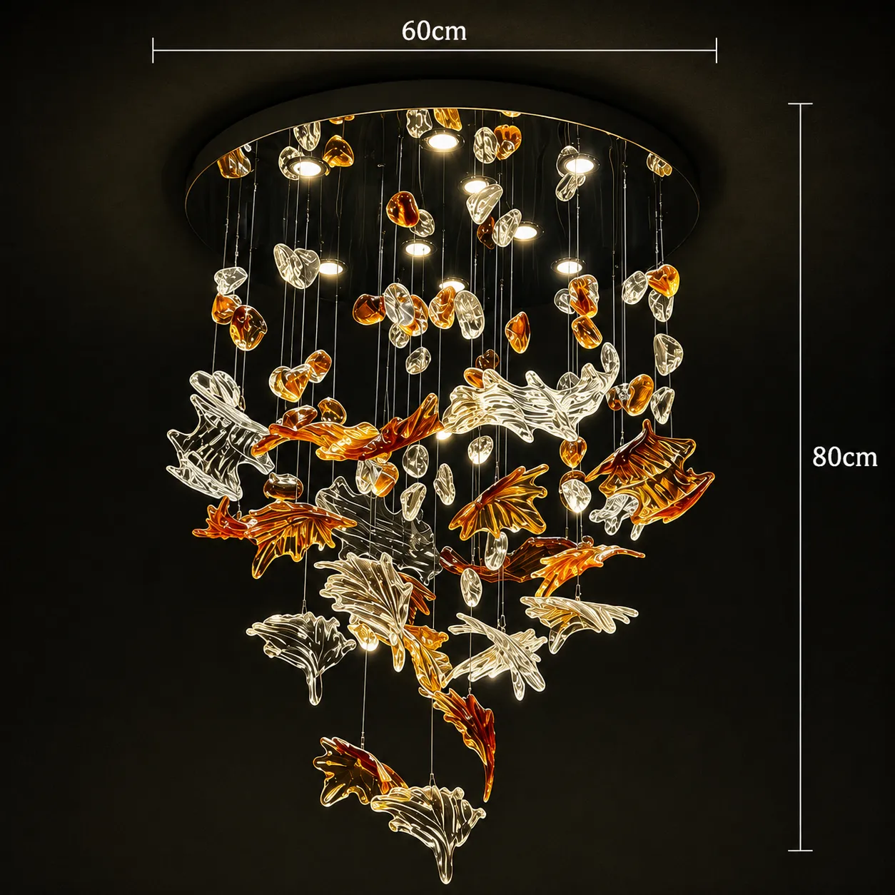Alessandro Design Esik Magno candelabru LED 63W auriu cascada
