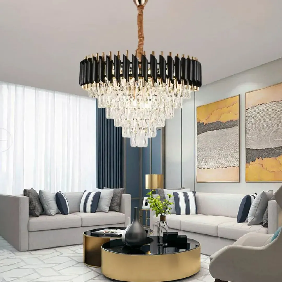 Alessandro Design VERSAILLES Magno 8xE14 candelabru cristal negru-auriu 60cm