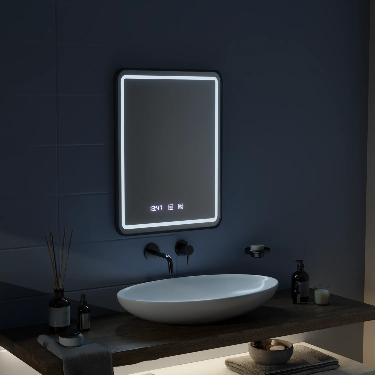 Alessandro Design Lucida oglinda LED 60x80 touch neagra