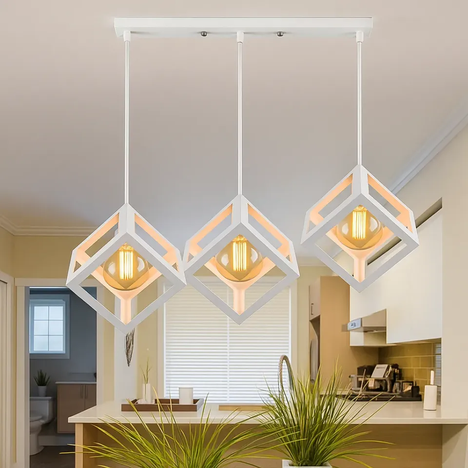 Alessandro Design Struktur Linear Trio lustra 3xE27 cuburi alba