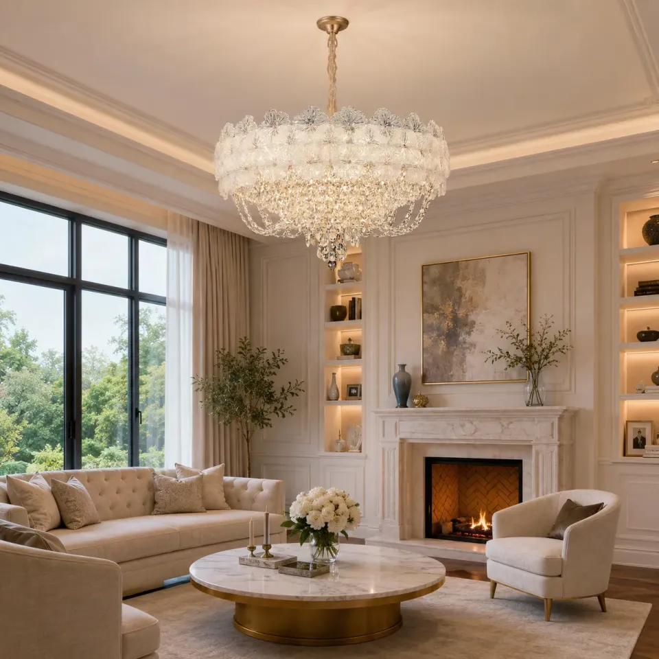 Alessandro Design Crown Eleganza candelabru cristal auriu 50cm 9xE14
