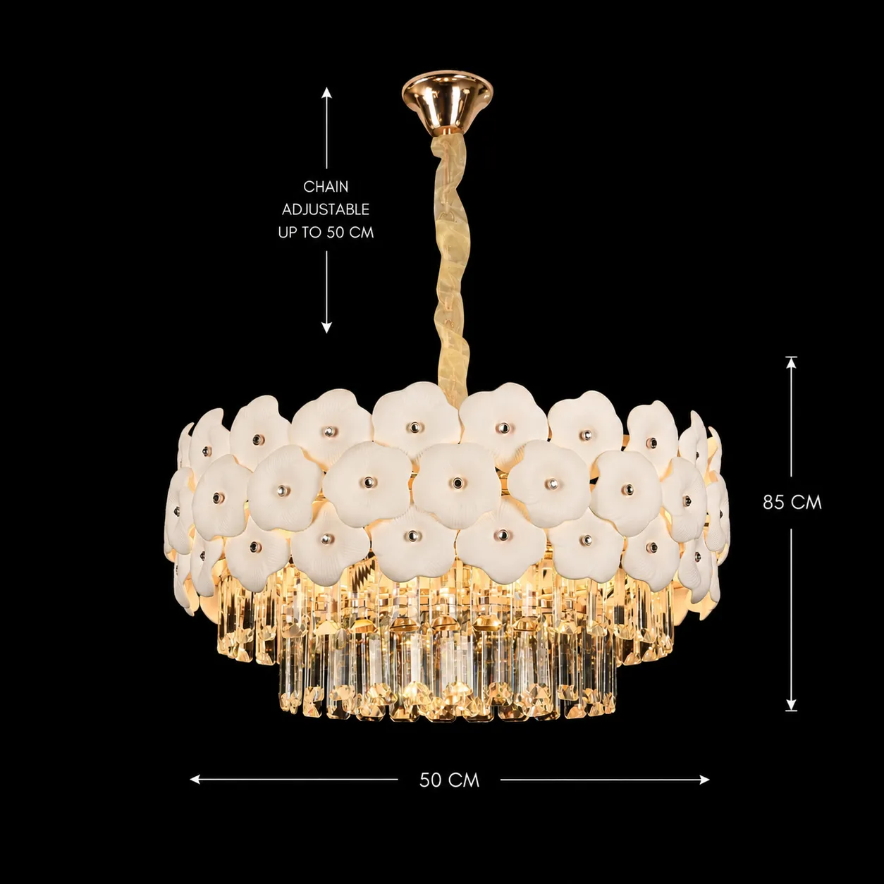 Alessandro Design Petal Eleganza candelabru cristal 9xE14 auriu