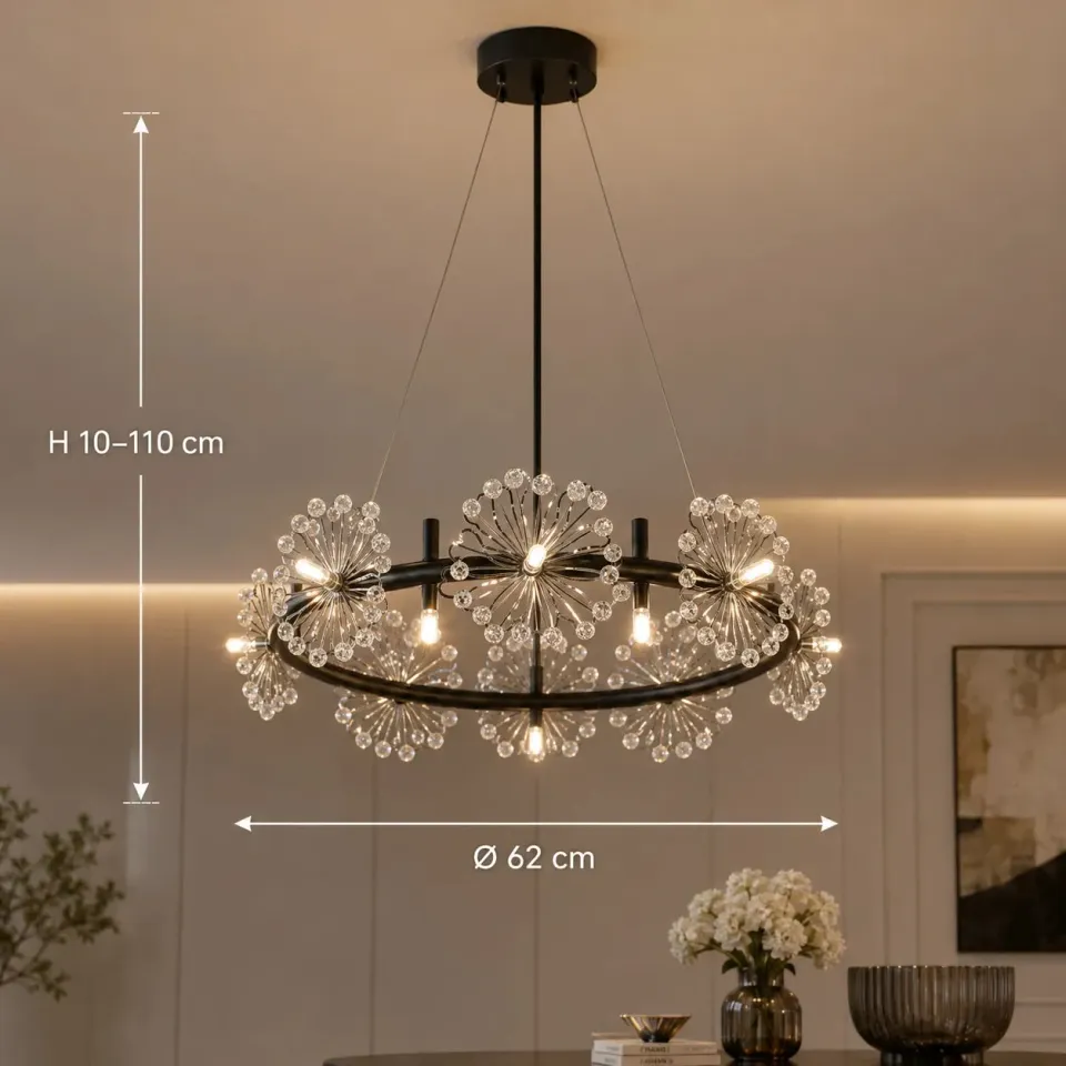Peterhof Magno candelabru cristal 62 cm negru 20xG4 reglabil
