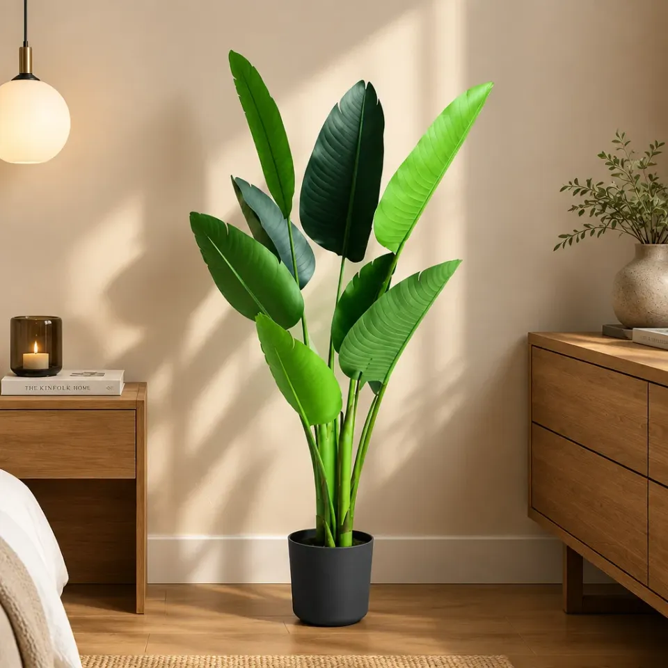 Alessandro Design Strelitzia planta artificiala 120cm verde 8 frunze