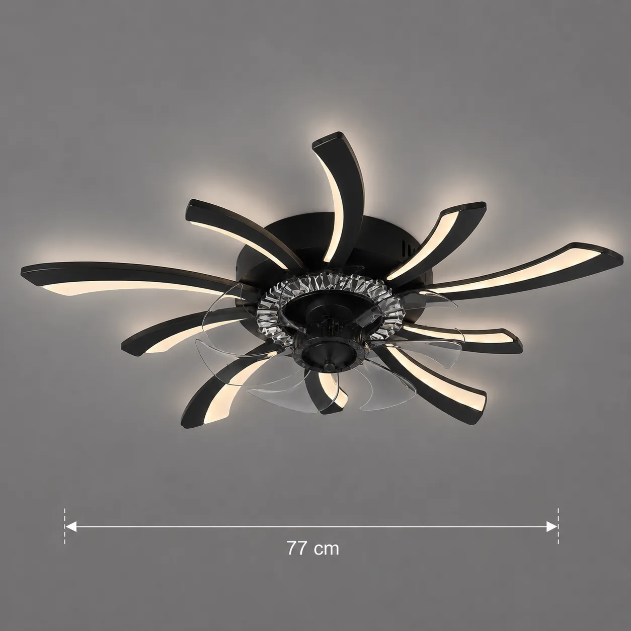 Alessandro Design Virtula lustra LED ventilator 29W D77cm neagra