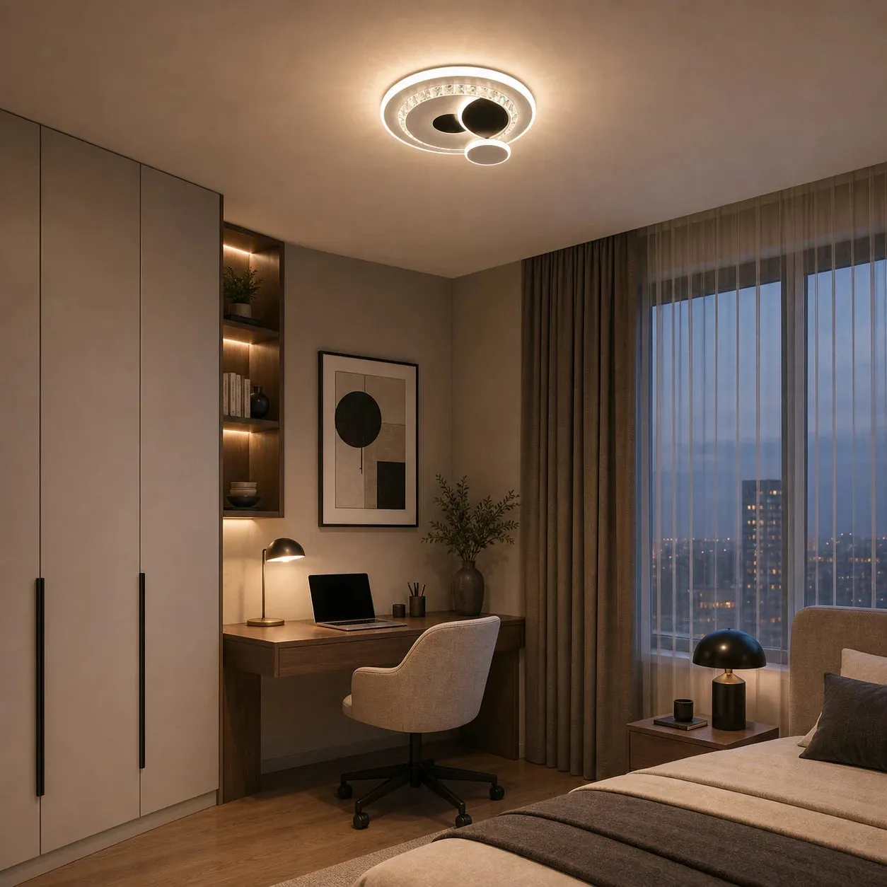 Alessandro Design Heliox lustra LED 37W 4 cercuri neagra