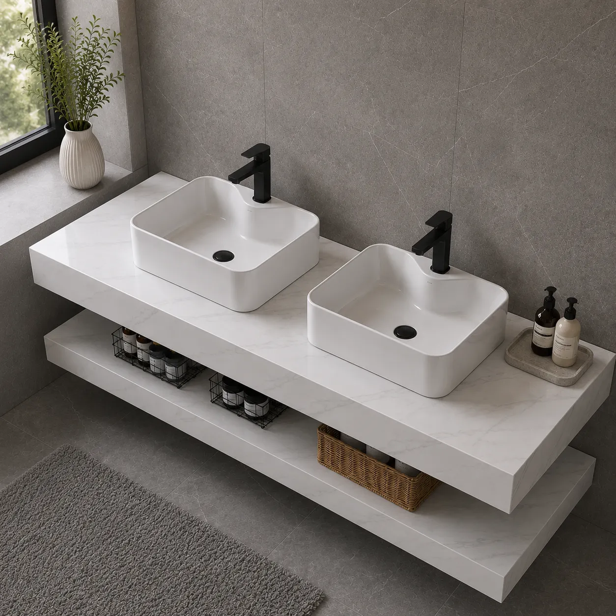 Alessandro Design Aven Duo set mobilier baie alb 140cm 3 piese